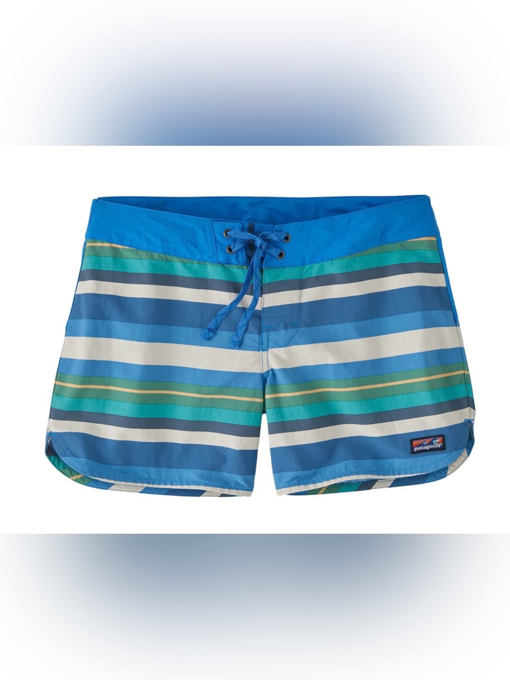 Patagonia Blue, Teal & White Striped Women's Swim Shorts